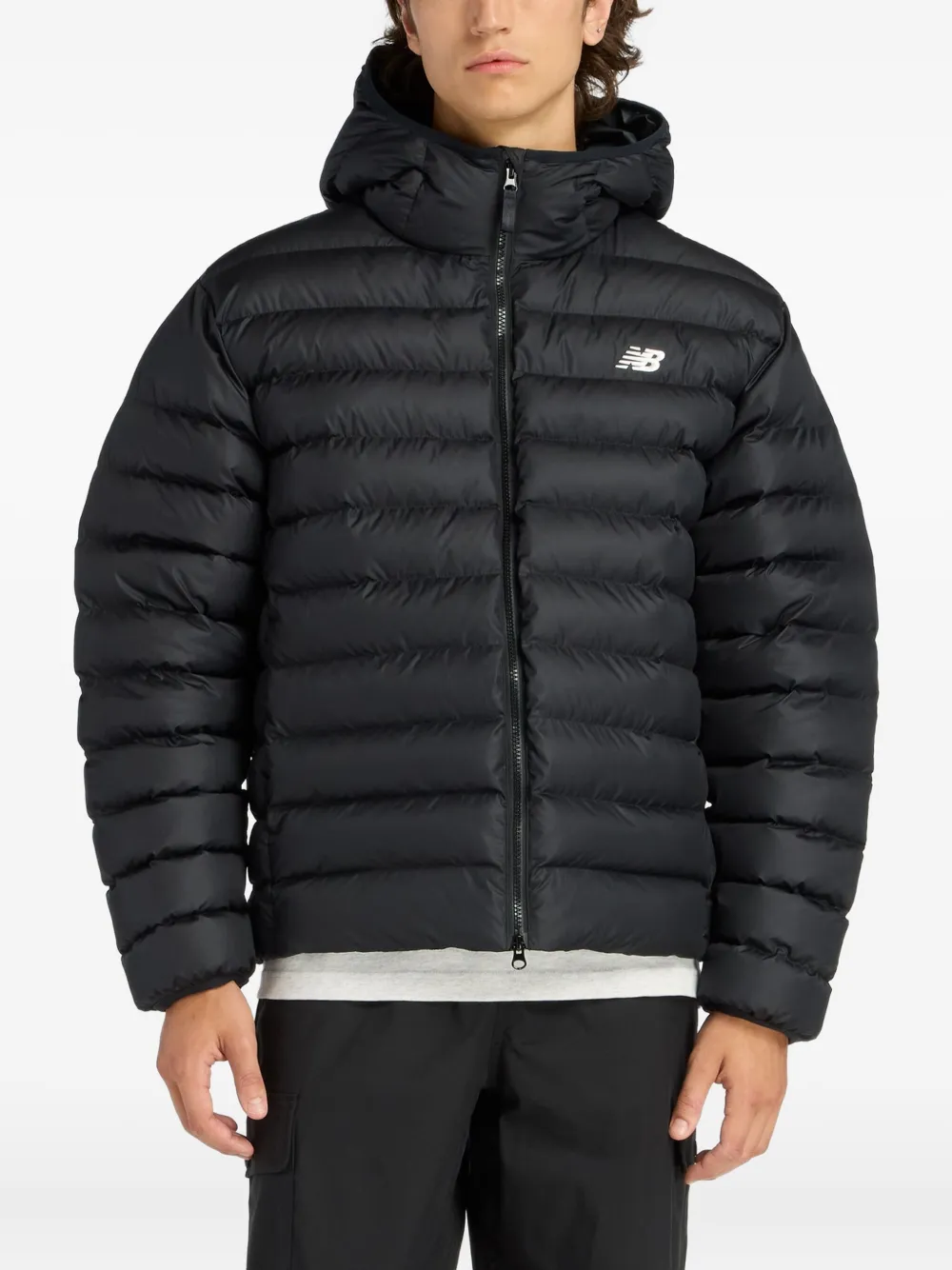 New Balance Piumino con cappuccio - Nero