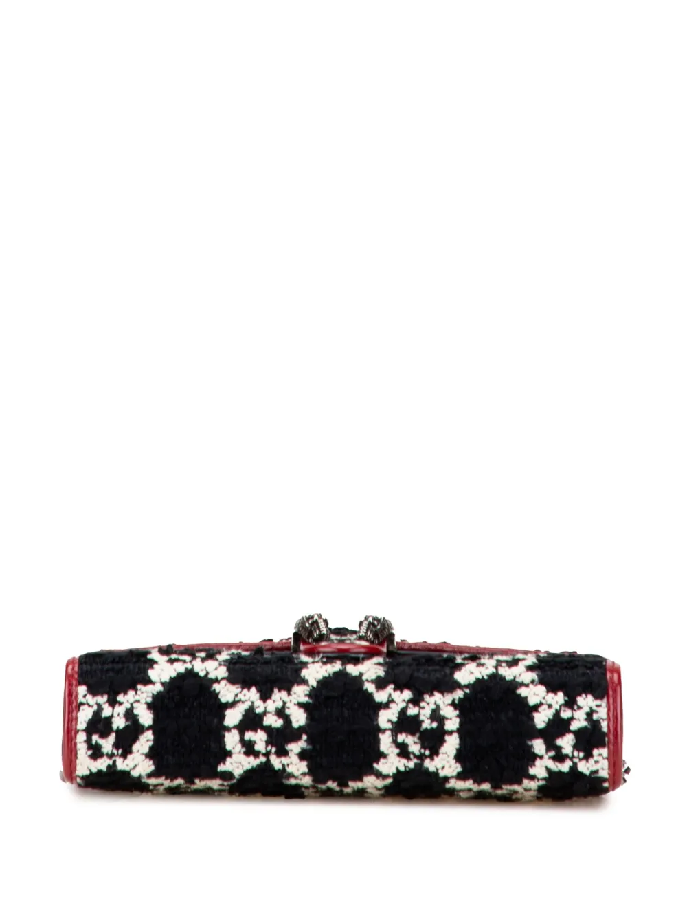Pre-owned Gucci 2000-2025 Gg Tweed Dionysus Wallet On Chain Crossbody Bag In Black