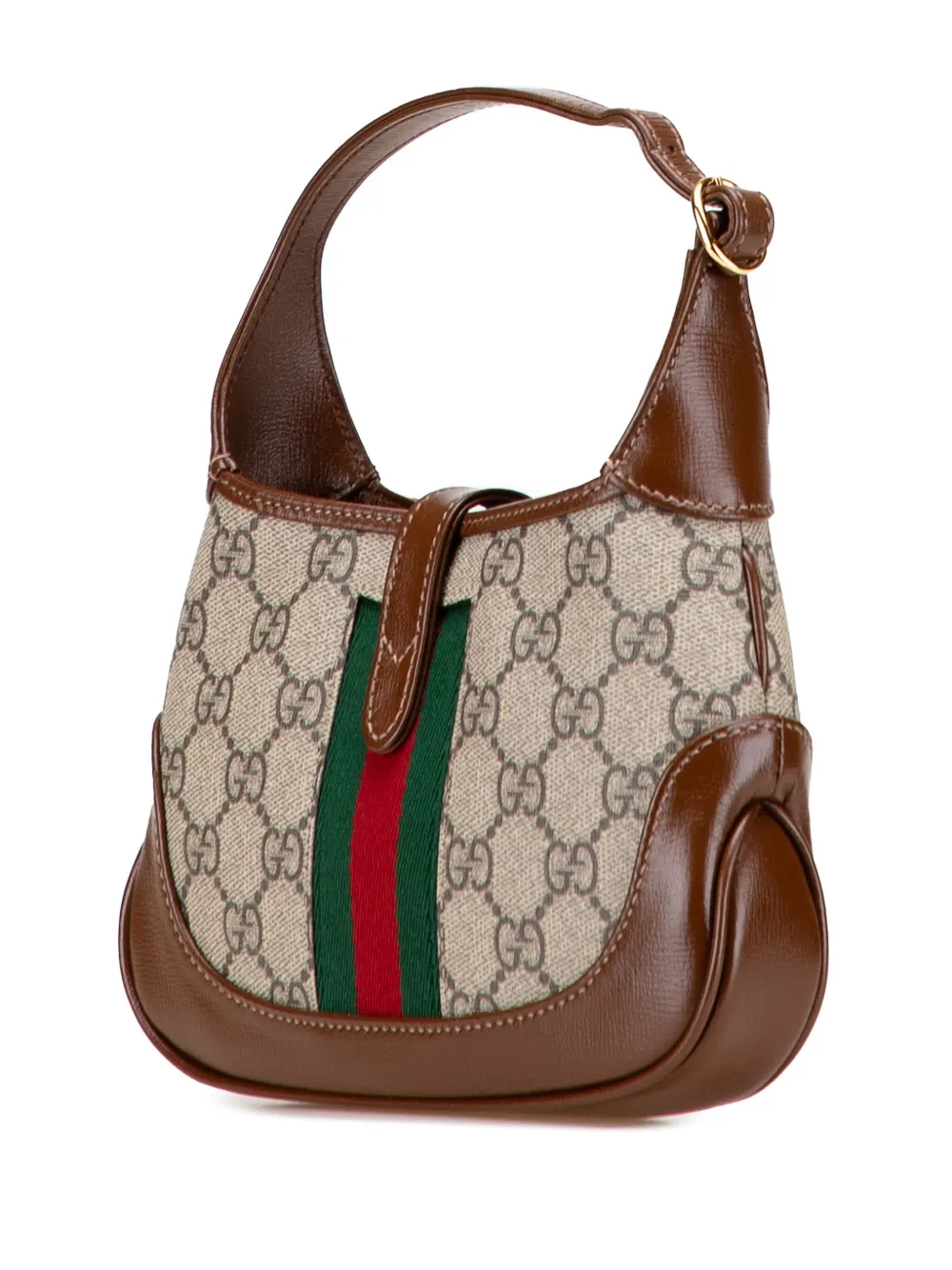 Pre-owned Gucci 2016-2025 Mini Gg Supreme Jackie 1961 Crossbody Bag In Brown