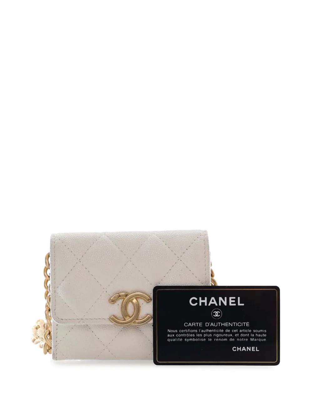 CHANEL Pre-Owned 2021 Quilted Caviar Card Holder on Chain crossbody bag | Pre-Owned | Image 2