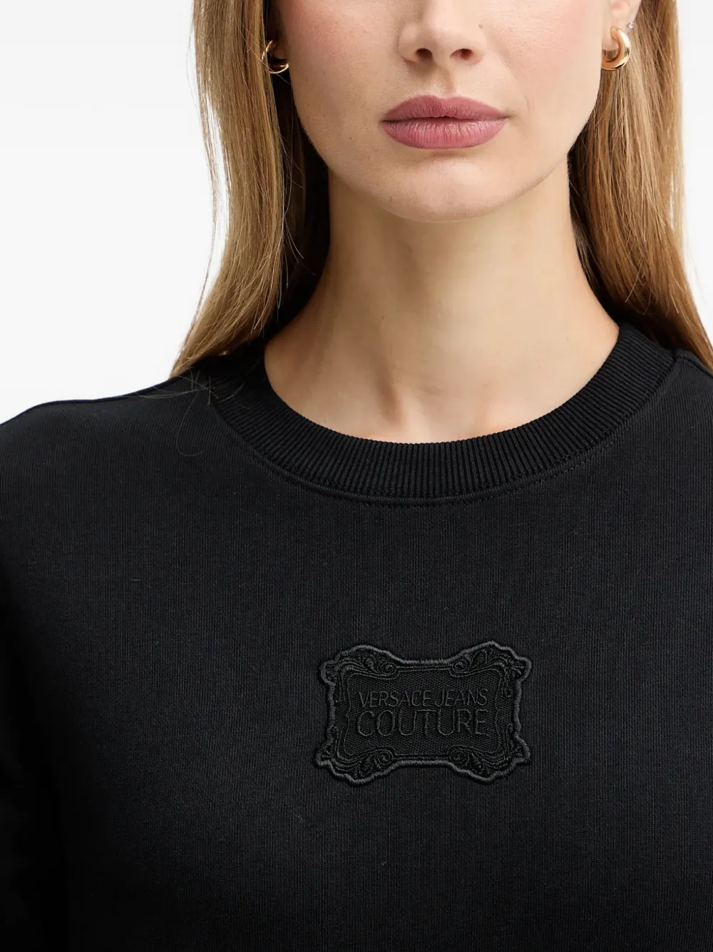 Versace Jeans Couture Logo-embellished Round-neck Sweatshirt In Black