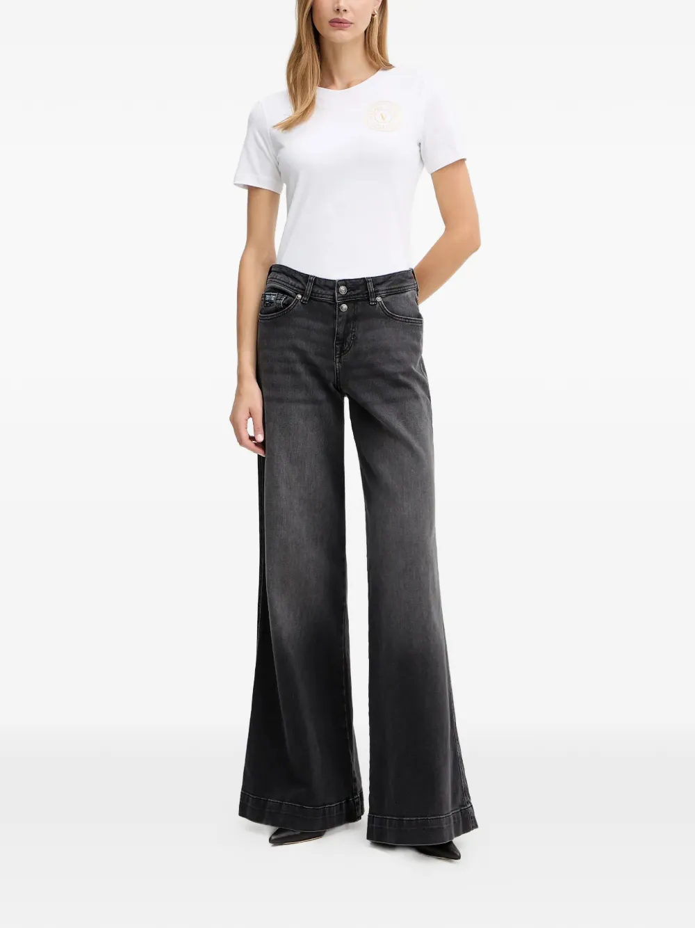 Versace Jeans Couture Jeans met geborduurd logo - Zwart