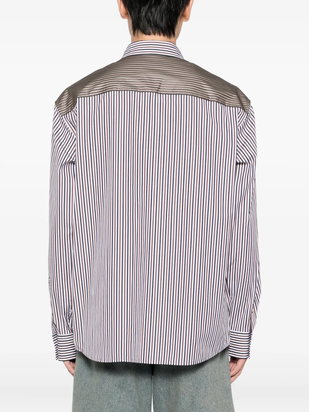 We11done Gestreept overhemd Wit