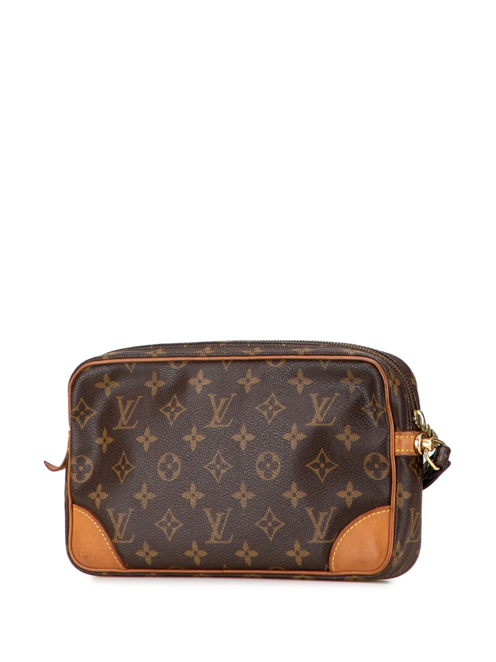 Pre-owned Louis Vuitton 1995 Monogram Marly Dragonne Gm Clutch Bag In Brown
