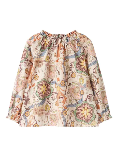 Il Gufo blusa con estampado floral y volantes