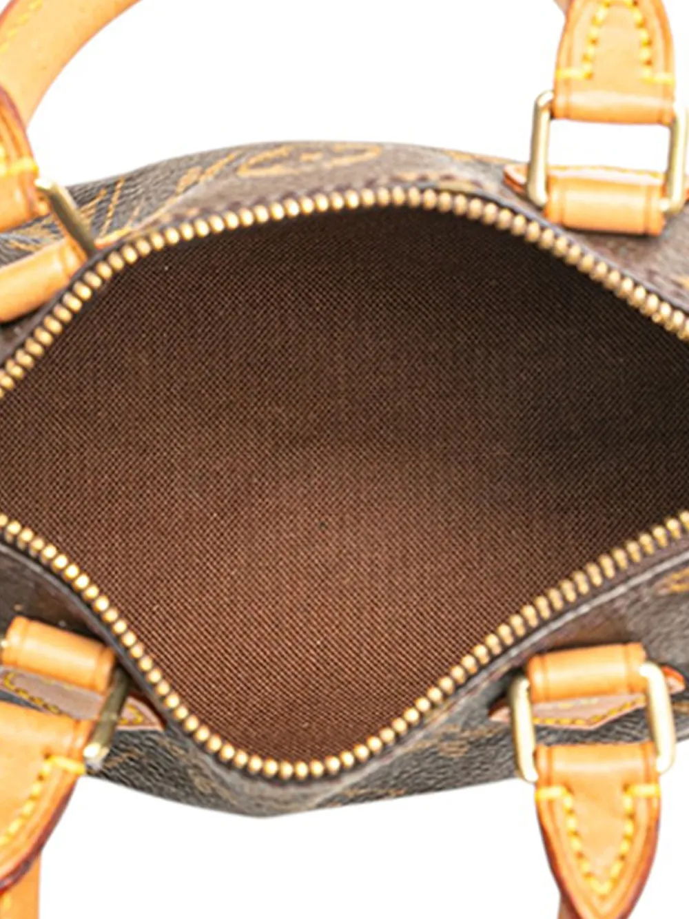 Pre-owned Louis Vuitton 1997 Monogram Mini Speedy Hl Satchel In Brown