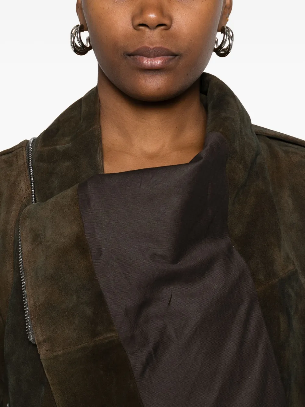 Rick Owens Asymmetric Biker Jacket In Brown