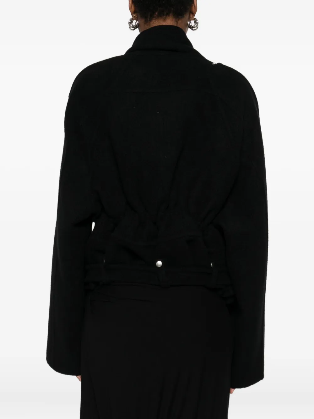 Rick Owens Cropped Scarf Flight Jacket In Black