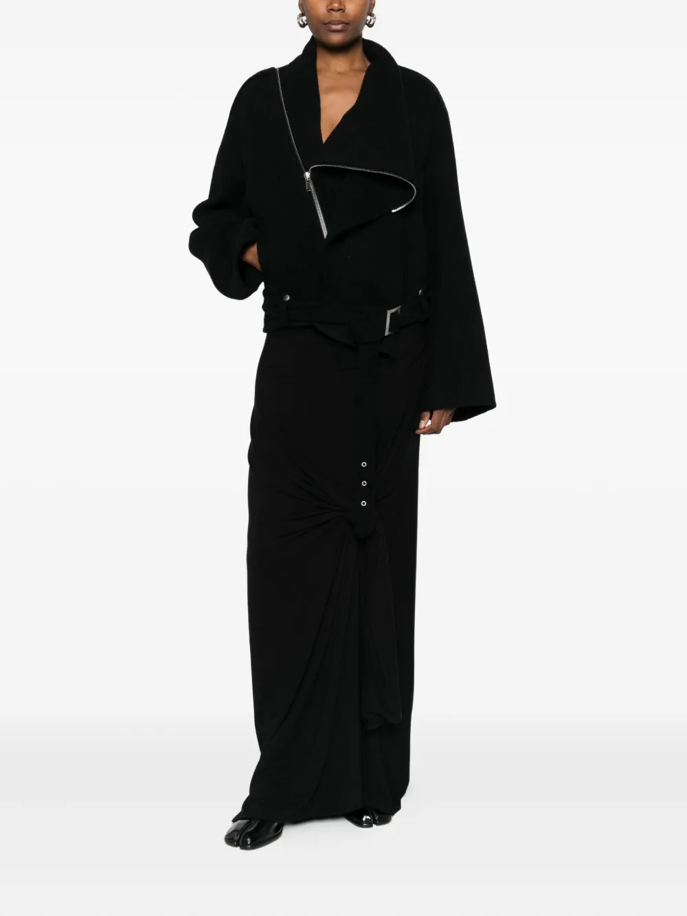 Rick Owens Cropped Scarf Flight Jacket In Black