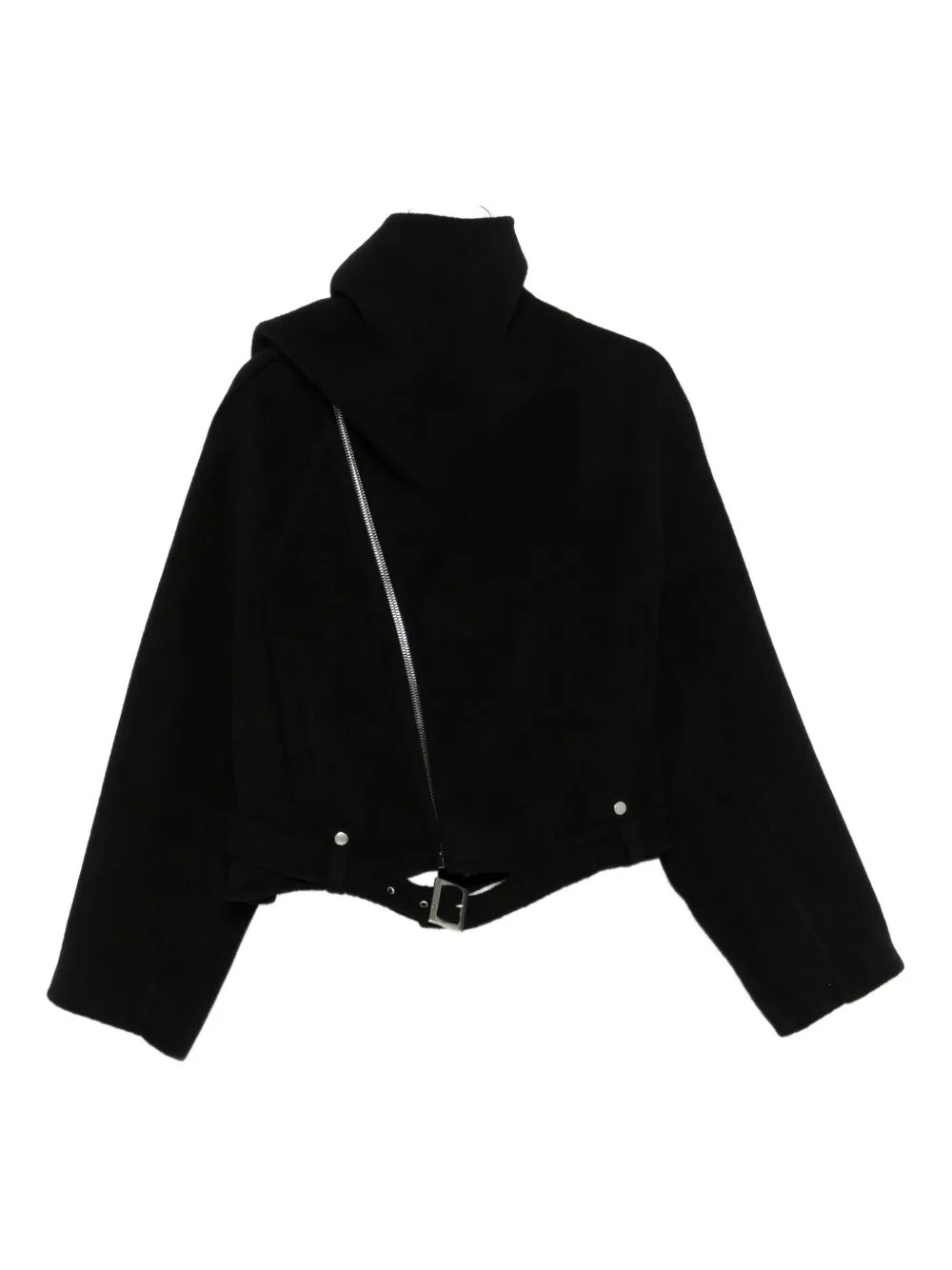 Rick Owens Cropped Scarf Flight Jacket In Black