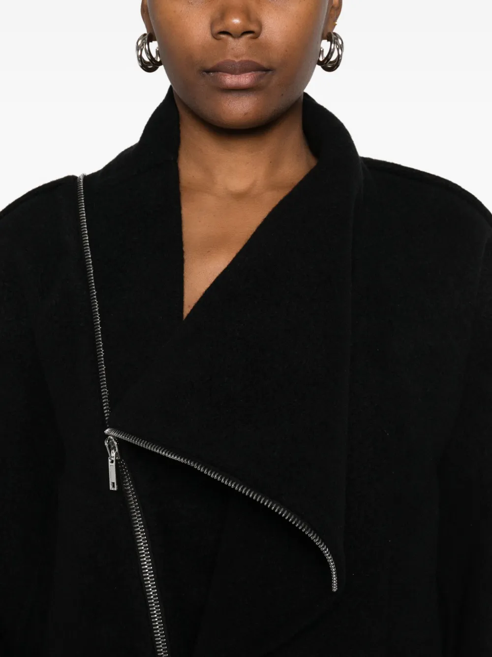 Rick Owens Cropped Scarf Flight Jacket In Black