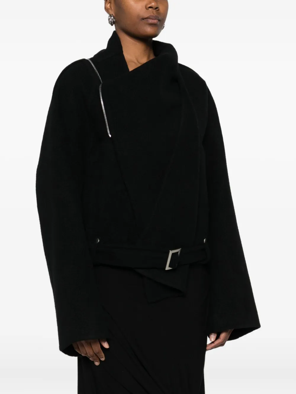 Rick Owens Cropped Scarf Flight Jacket In Black