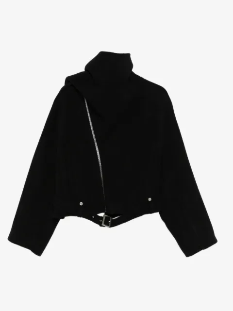 Rick Owens cropped scarf flight biker jacket