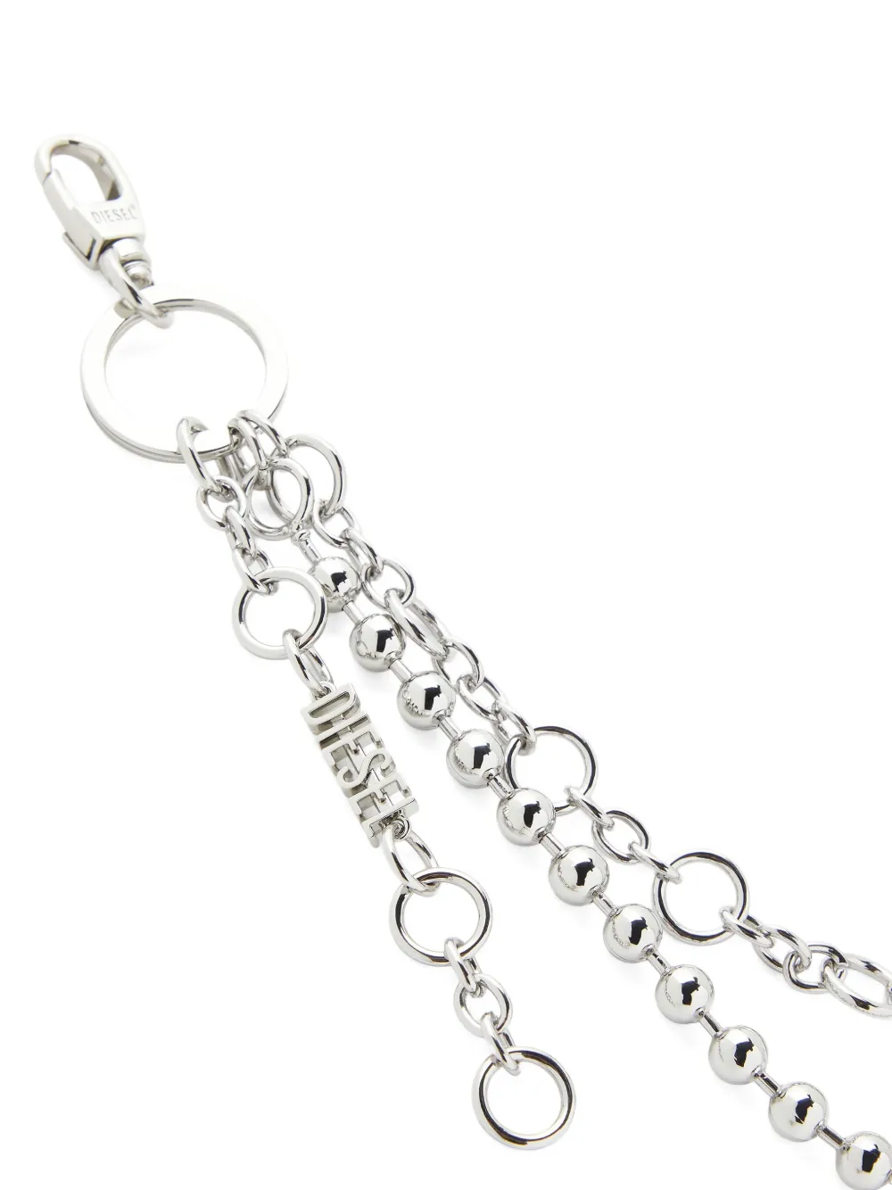 Diesel Heart Charm Chain Keyring In Silver