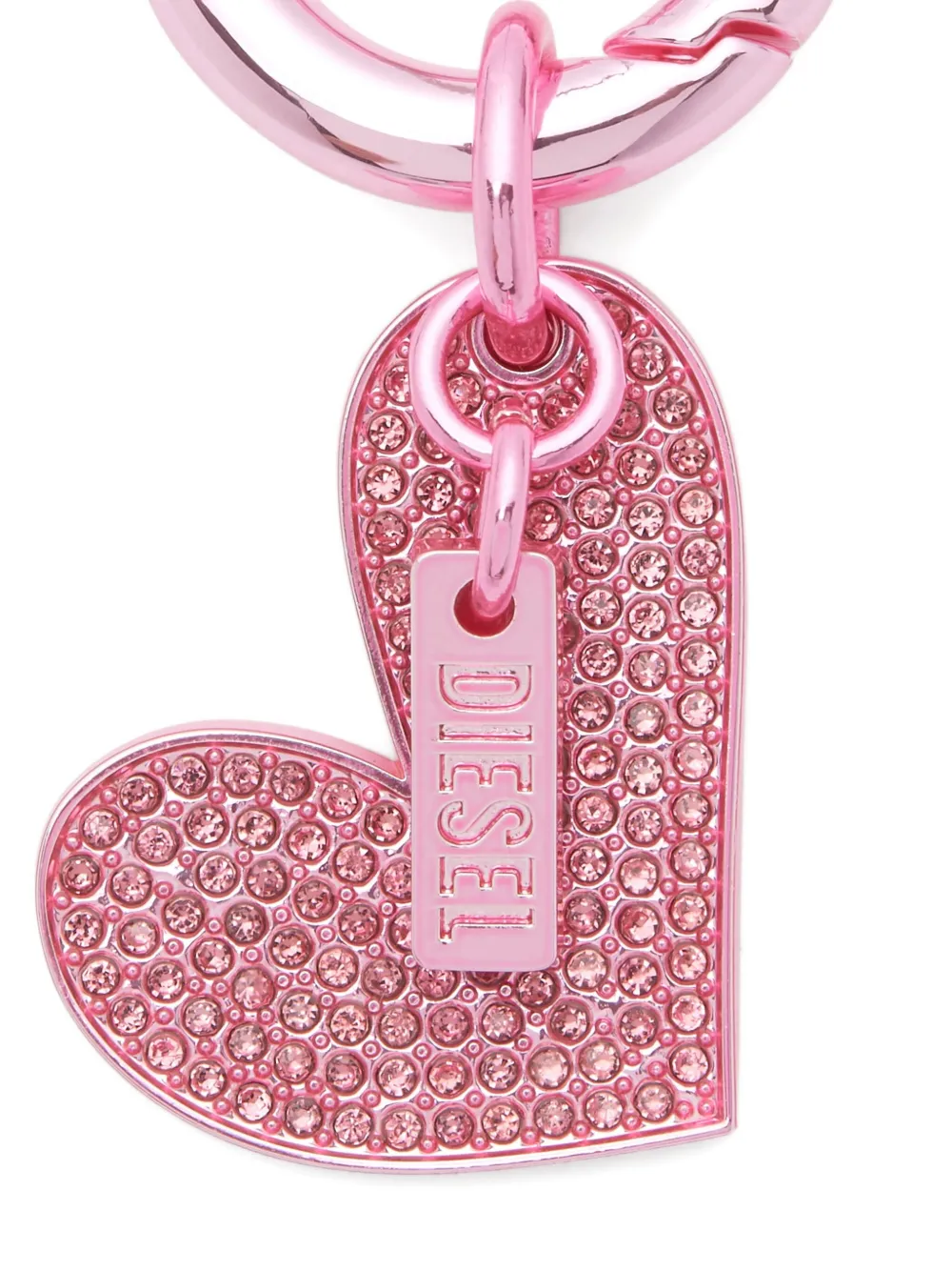 Diesel Heart Charm Keyring In Pink