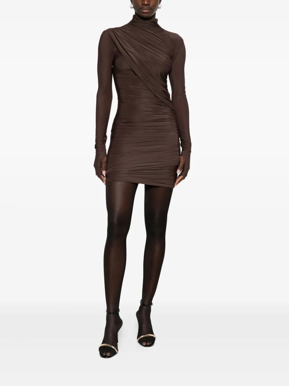 Aniye By Ruched Draped Mini Dress In Brown