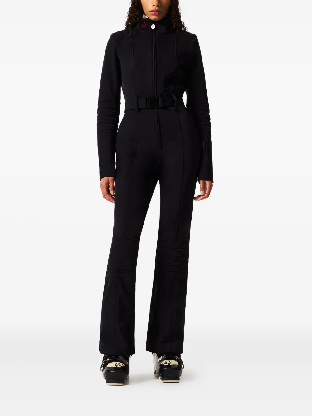 Perfect Moment Belted Star-detail Ski Suit In Black