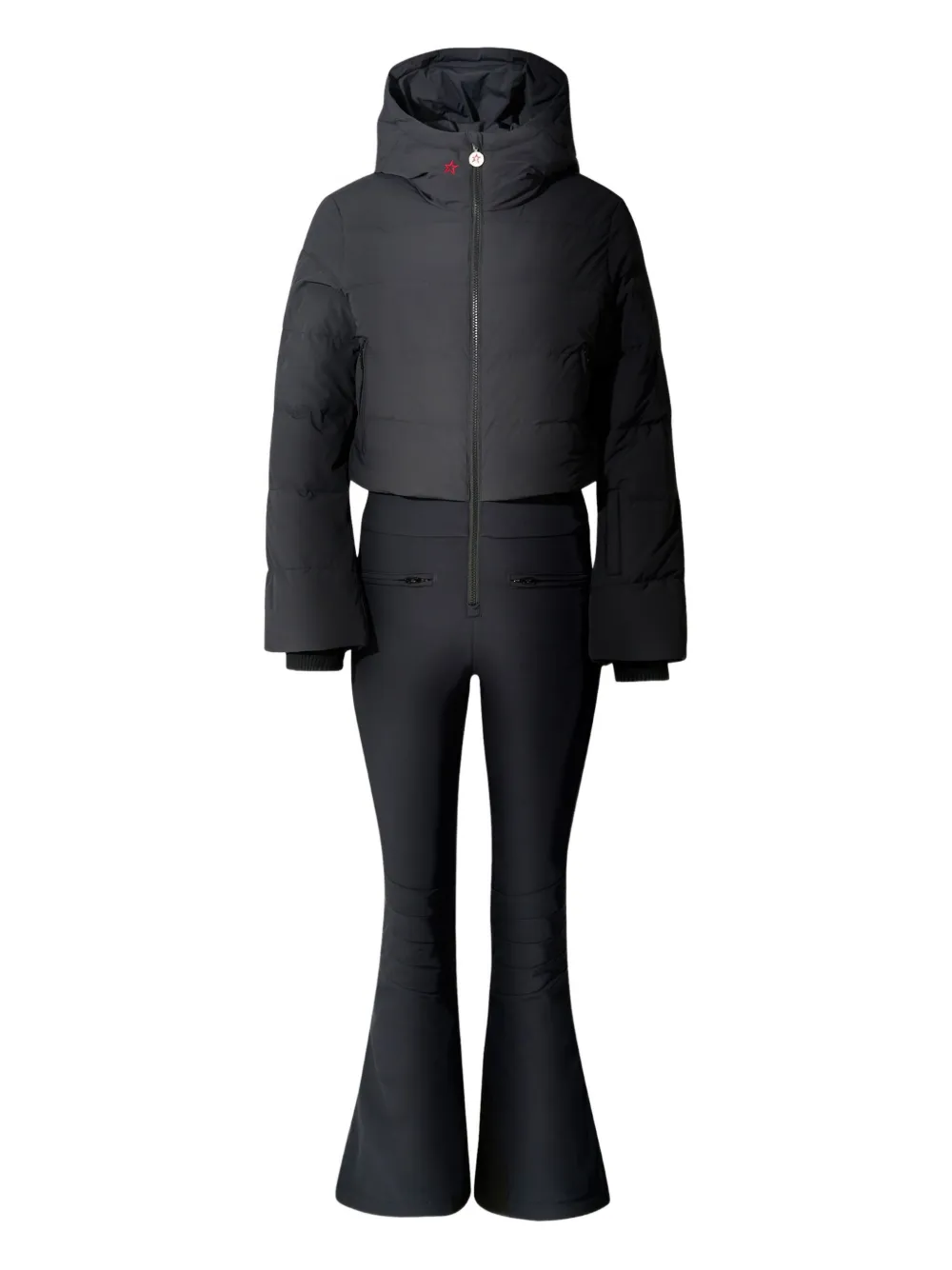 Perfect Moment Polar Flare Hooded Ski Suit In Black