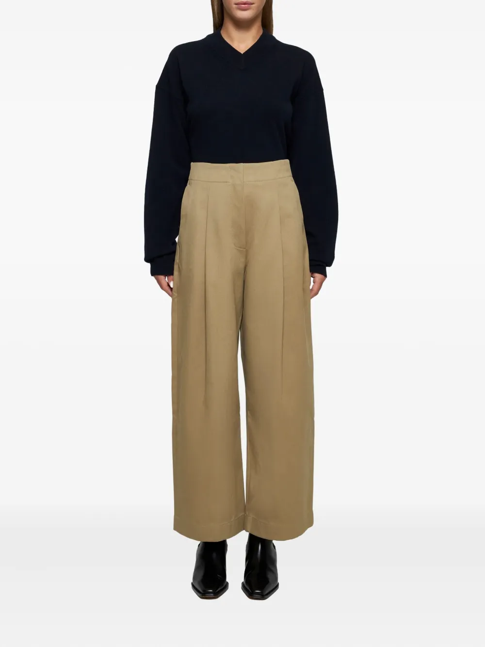 Studio Nicholson Dordoni high-waist welt-pocket trousers - Bruin
