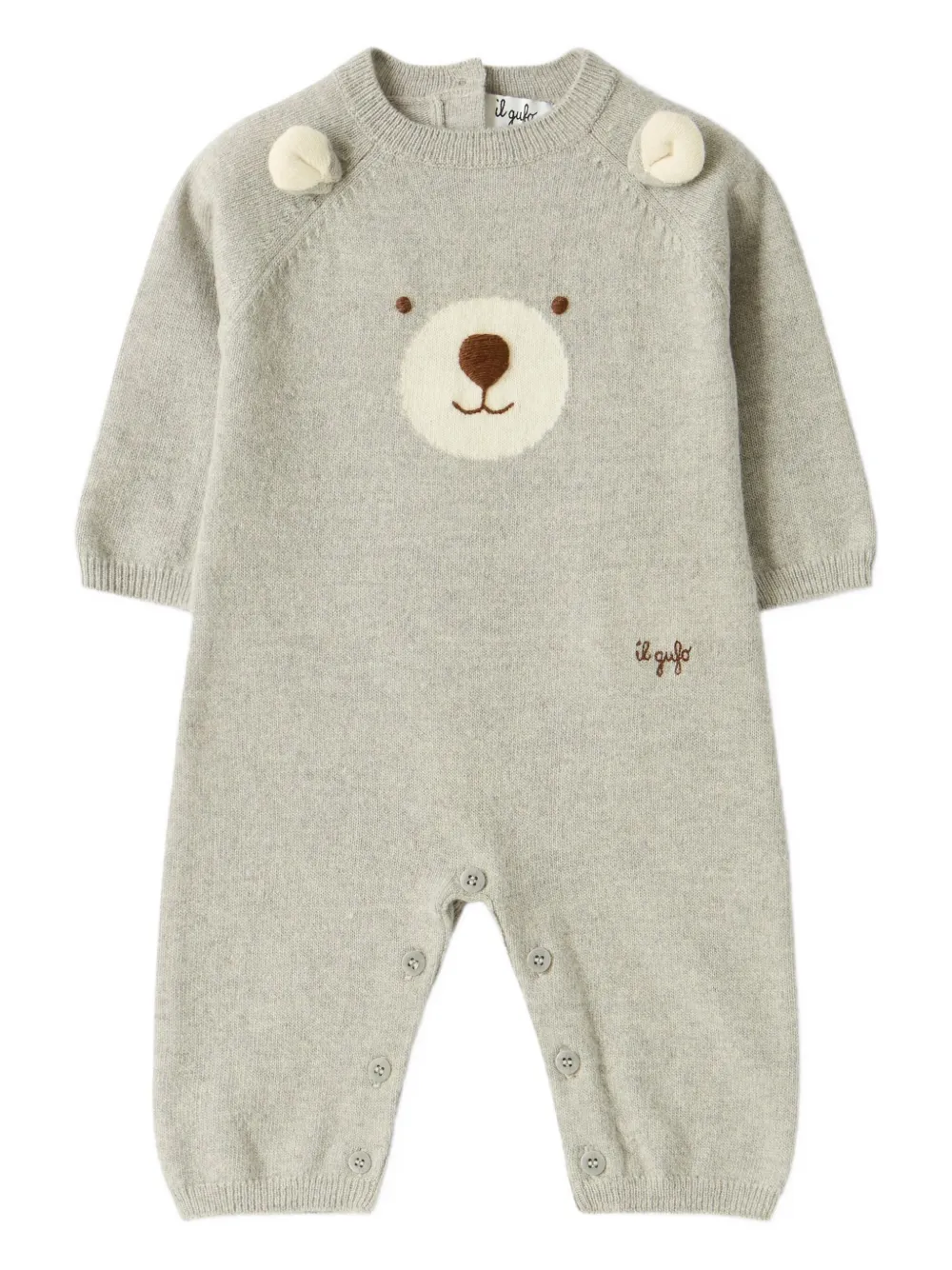 Il Gufo bear appliqué babywear | Grey | Image 1