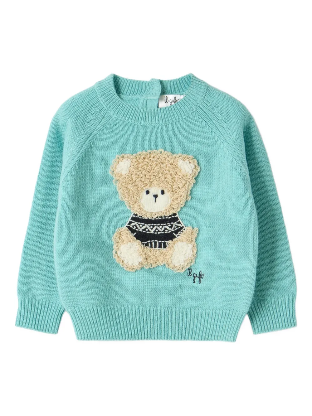 Il Gufo teddy appliqué baby top | Blue | Image 1