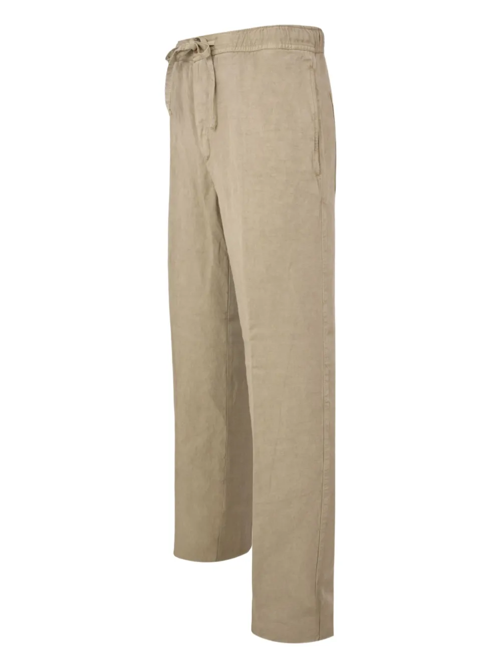 120% Lino Drawstring Trousers In Neutral
