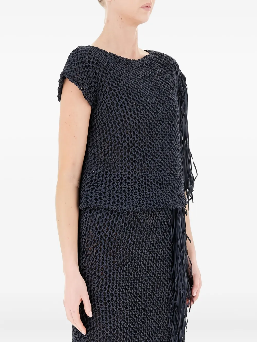 Liviana Conti Short-sleeves Fringed T-shirt In Blue