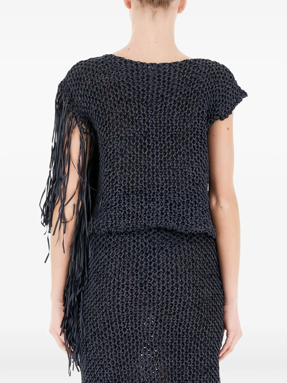 Liviana Conti Short-sleeves Fringed T-shirt In Blue