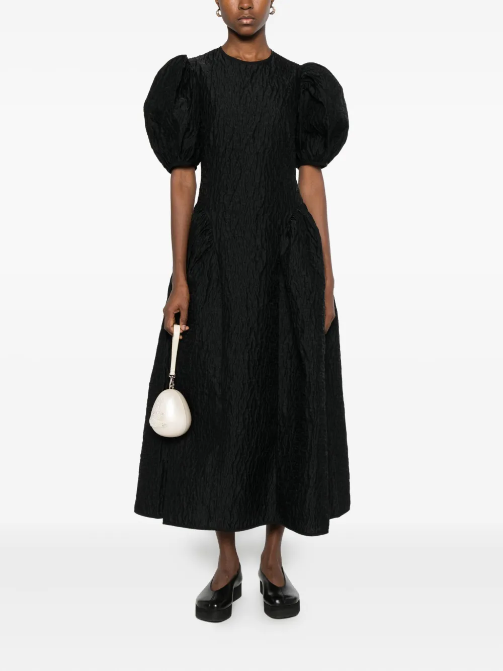 Cecilie Bahnsen puff-sleeve midi dress - Zwart