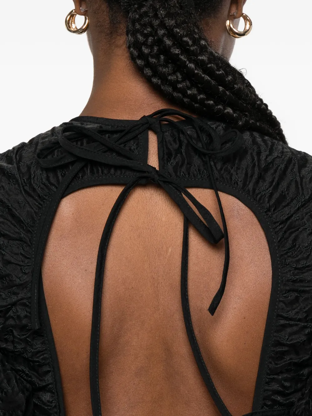 Cecilie Bahnsen Midi-jurk met pofmouwen Zwart