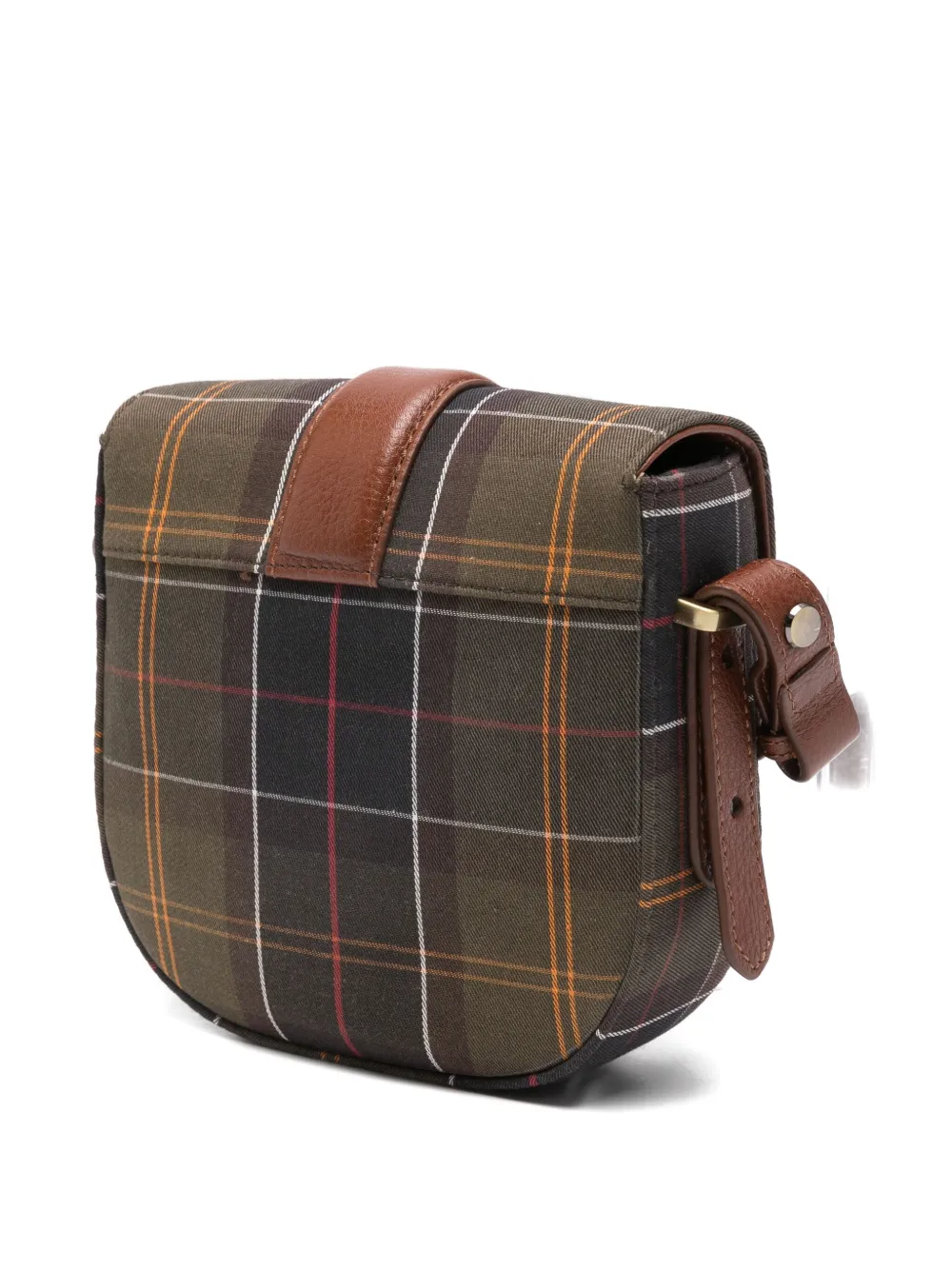 Barbour Tartan-pattern Buckled Satchel Bag In Green