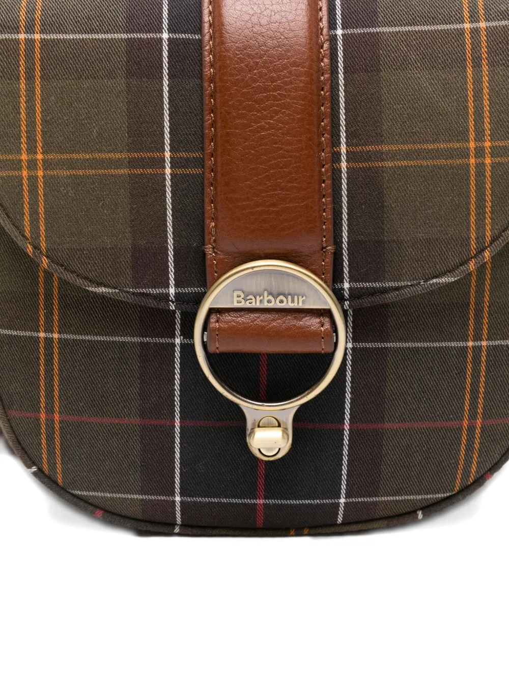 Barbour Tartan-pattern Buckled Satchel Bag In Green