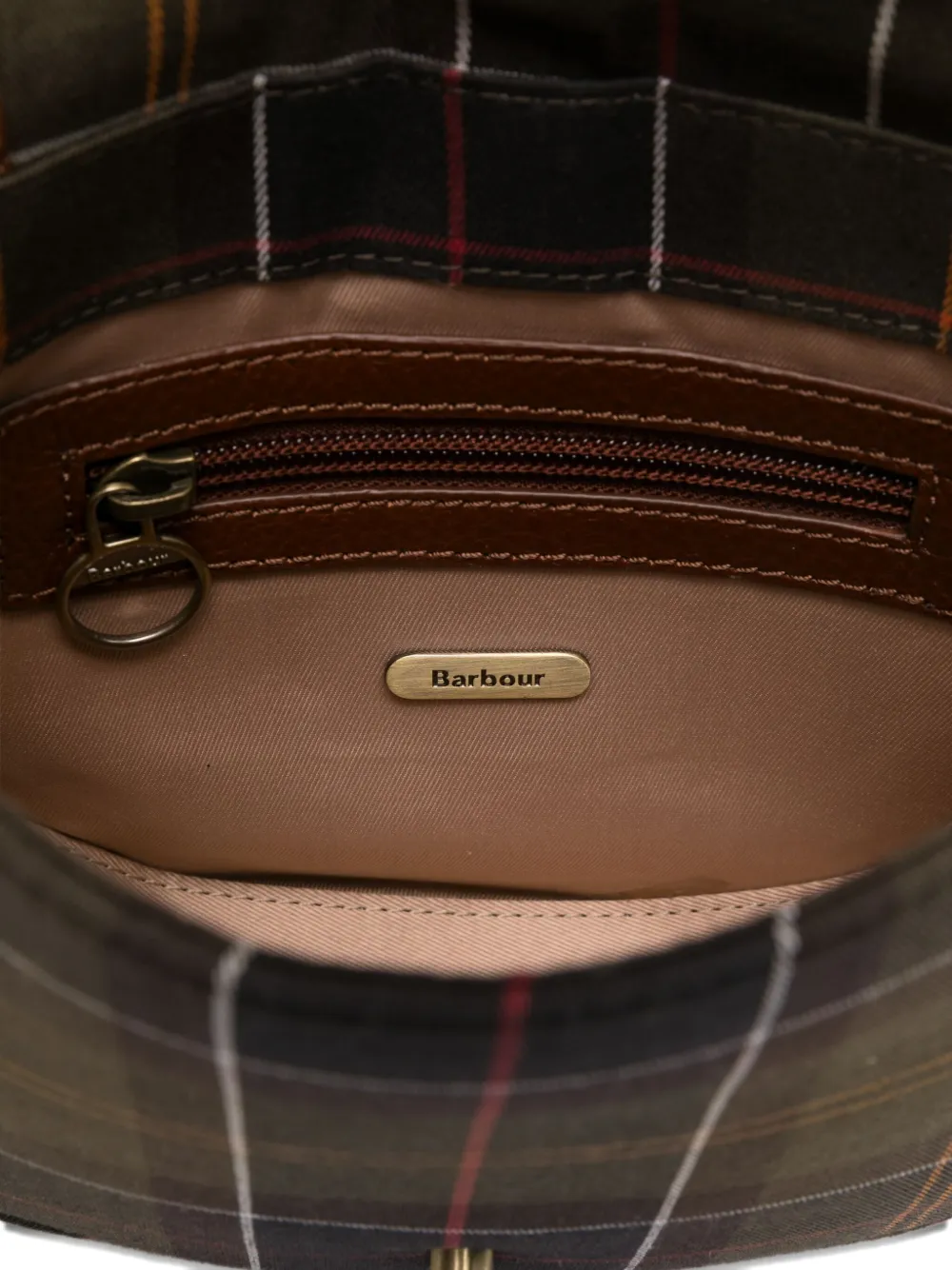 Barbour Tartan-pattern Buckled Satchel Bag In Green