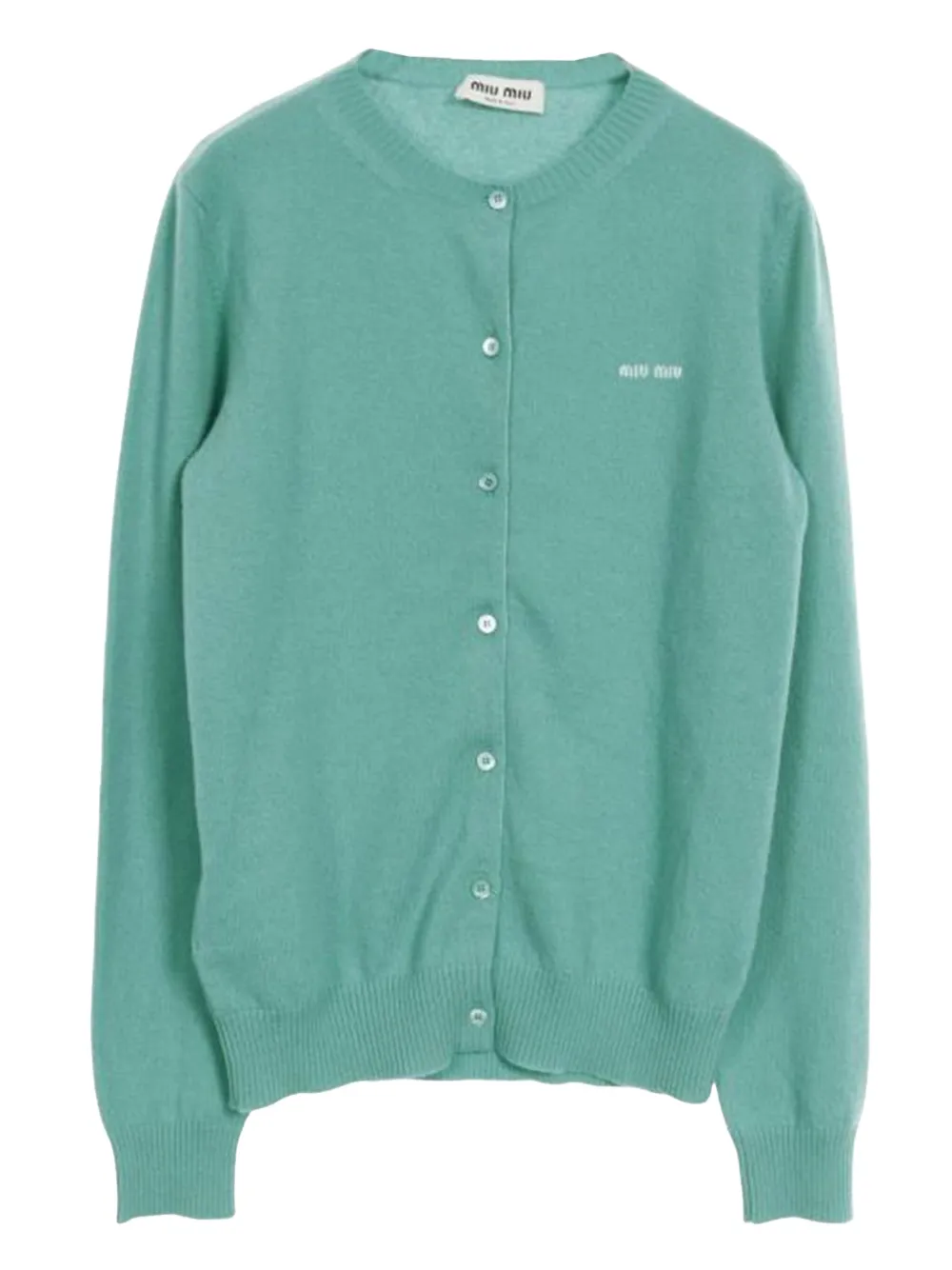 Pre-owned Miu Miu 2010s Logo Cardigan In Green