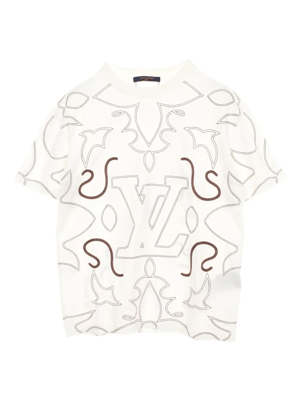 Louis Vuitton Pre-Owned embroidered monogram T-shirt | White | Image 1