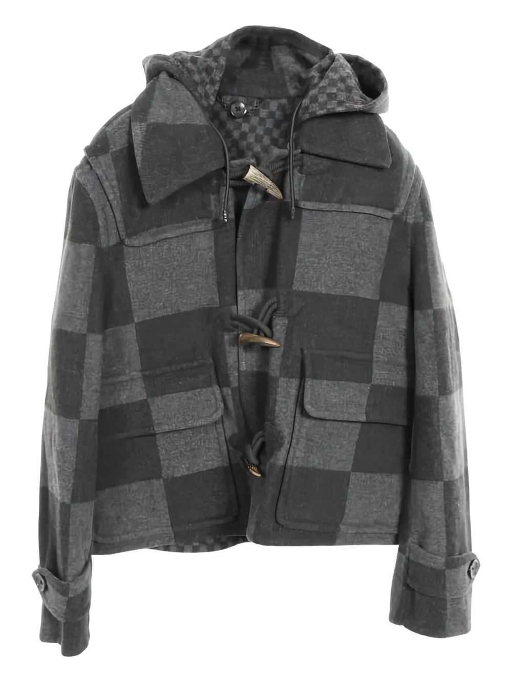 Louis Vuitton Pre-Owned x Nigo 2010s Damier hooded duffle coat | Grey | Image 1
