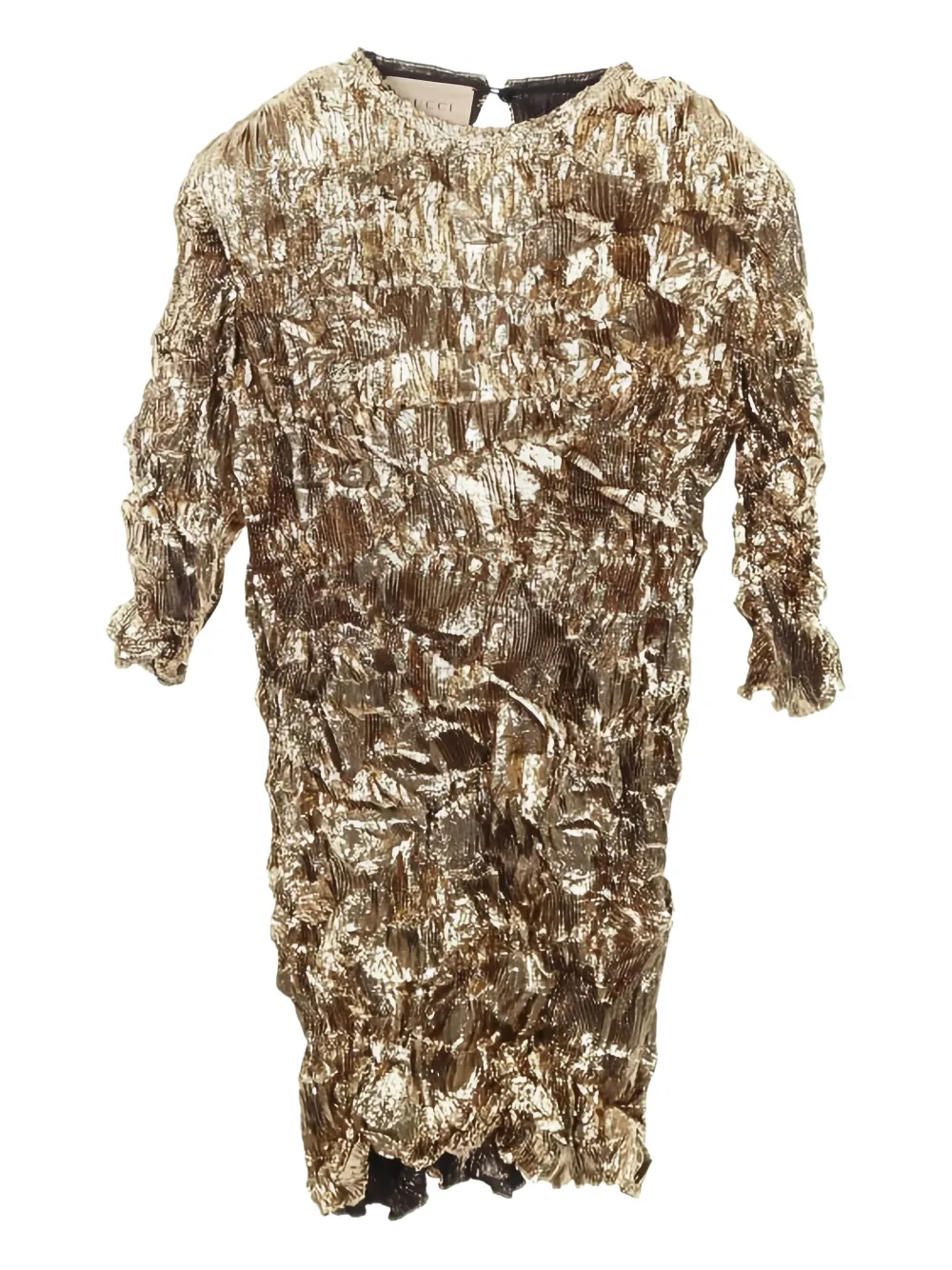 Pre-owned Gucci 2010s Pleated Mini Dress In Gold