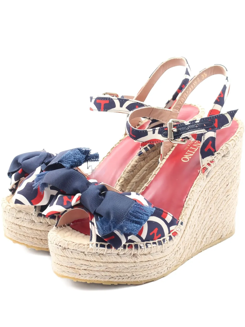 Valentino Garavani Pre-Owned 2010s 110mm ribbon wedge-heel sandals | Blue | Image 1