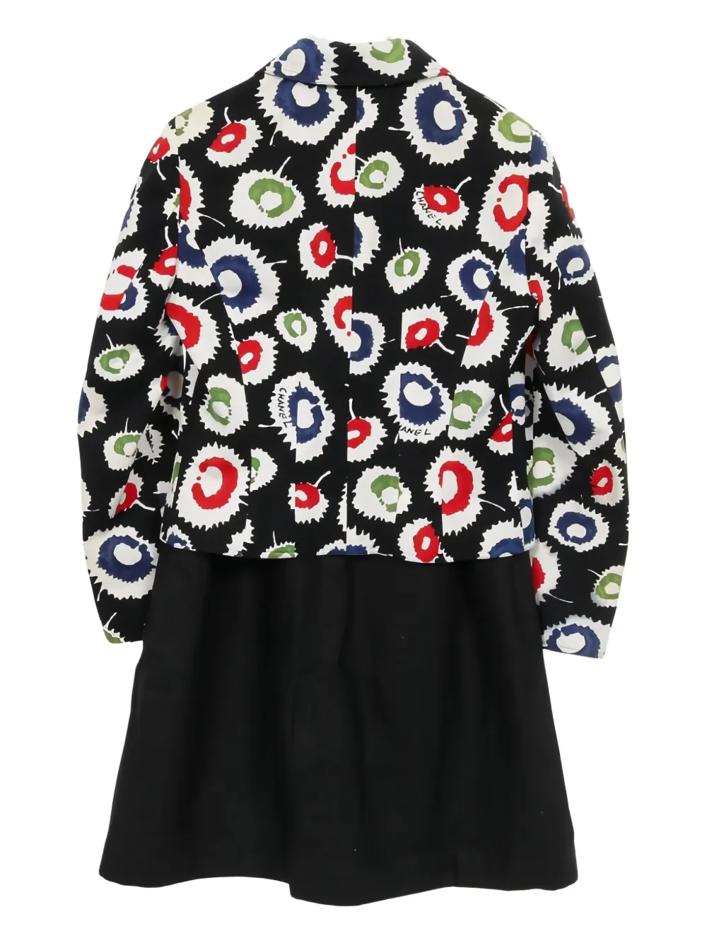 CHANEL Pre-Owned 1986-1988 interlocking CC logo button skirt suit - Nero