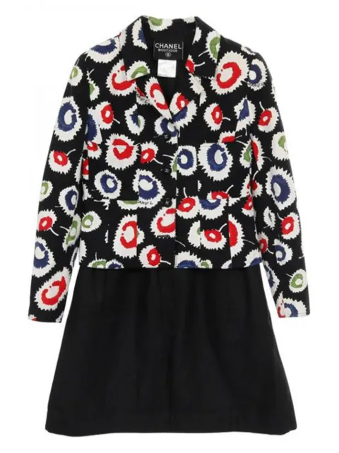 CHANEL Pre-Owned 1986-1988 interlocking CC logo button skirt suit