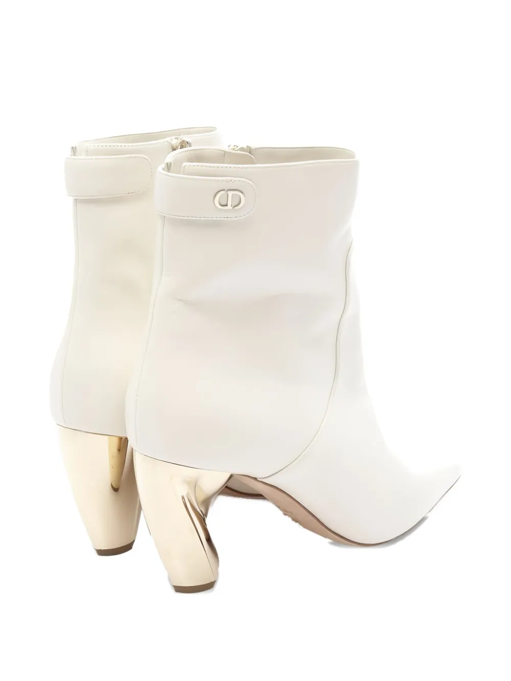 Pre-owned Dior 2010s 75mm Square-toe Ankle Boots In White