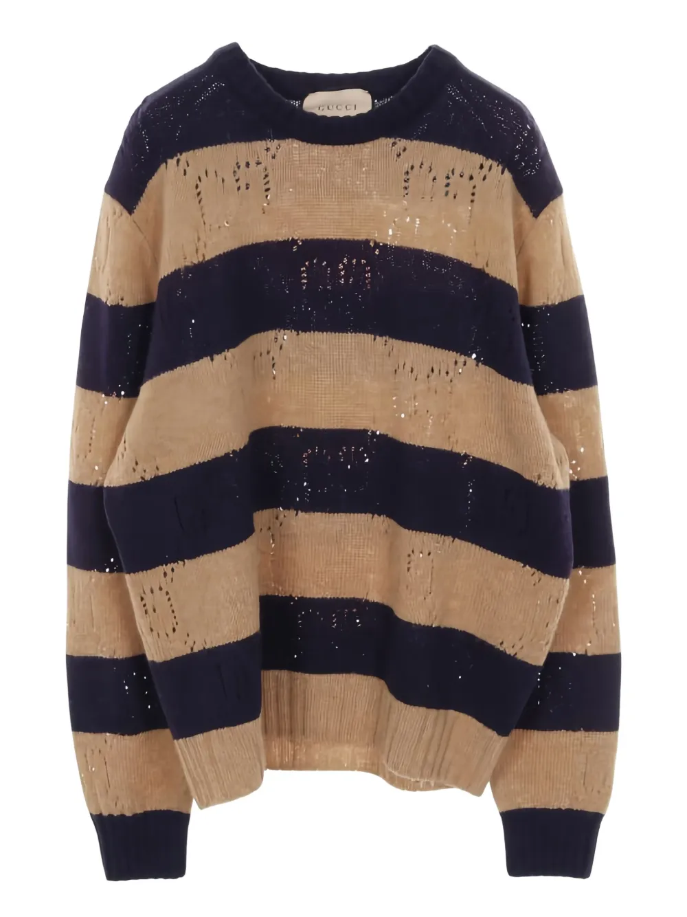 Gucci Pre-Owned 2010s GG-pattern striped knit sweater | Brown | Image 1