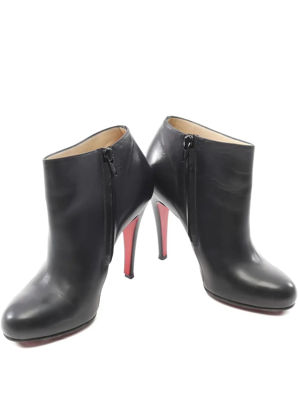 Pre-owned Christian Louboutin 2010s 180mm Zipped Leather Boots In Black