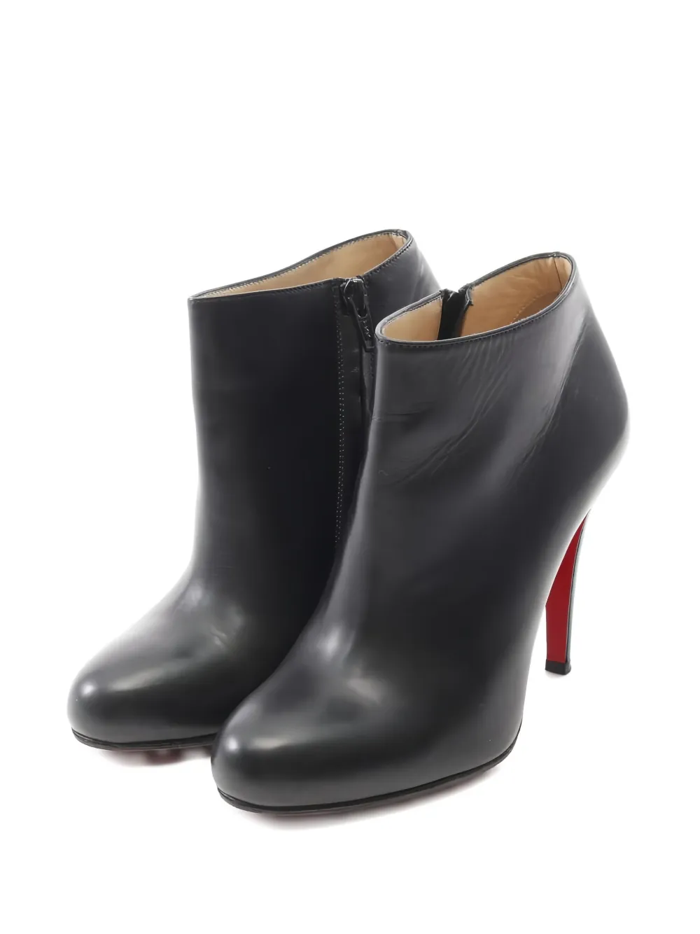 Pre-owned Christian Louboutin 2010s 180mm Zipped Leather Boots In Black