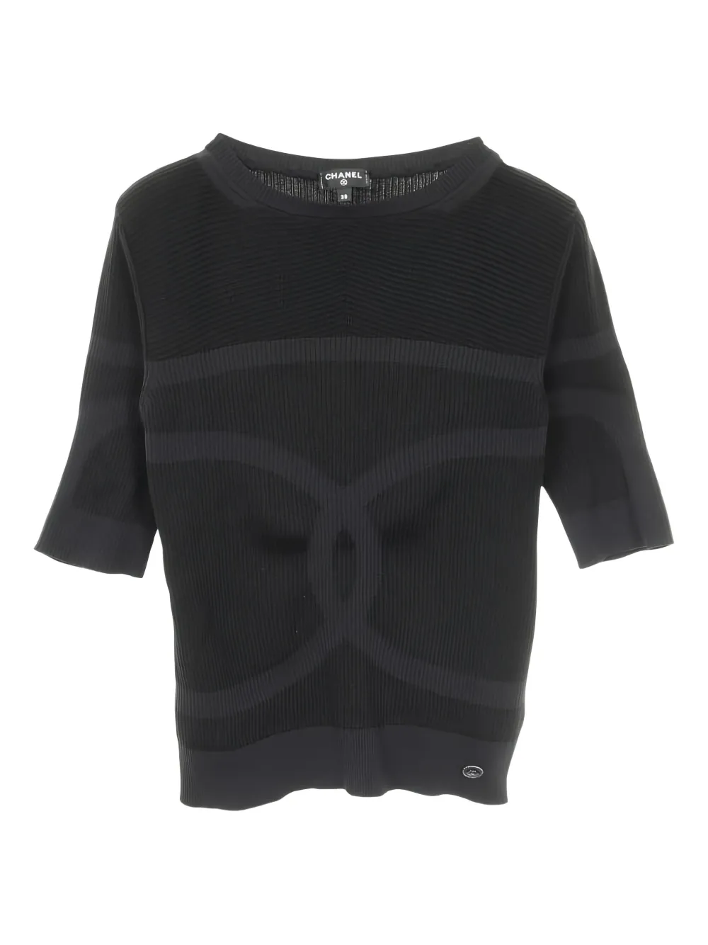 CHANEL Pre-Owned 1986-1988 Coco Mark ribbed T-shirt | Black | Image 1