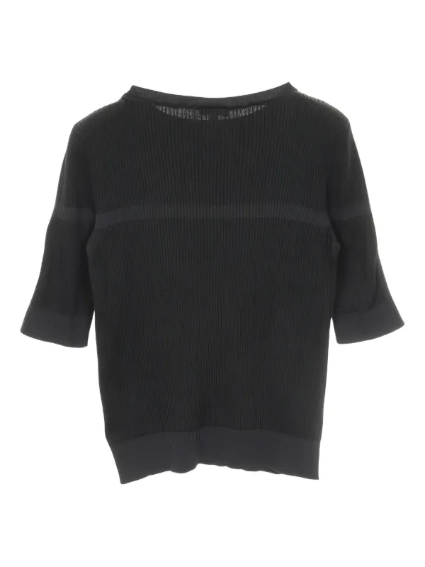 CHANEL Pre-Owned 1986-1988 Coco Mark Ribbed T-shirt | Black