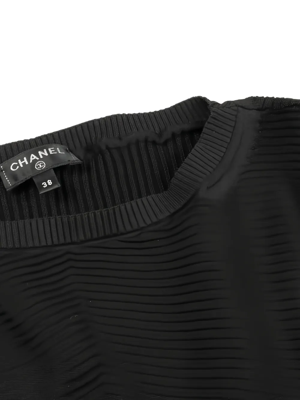 Pre-owned Chanel 1986-1988 Coco Mark Ribbed T-shirt In Black