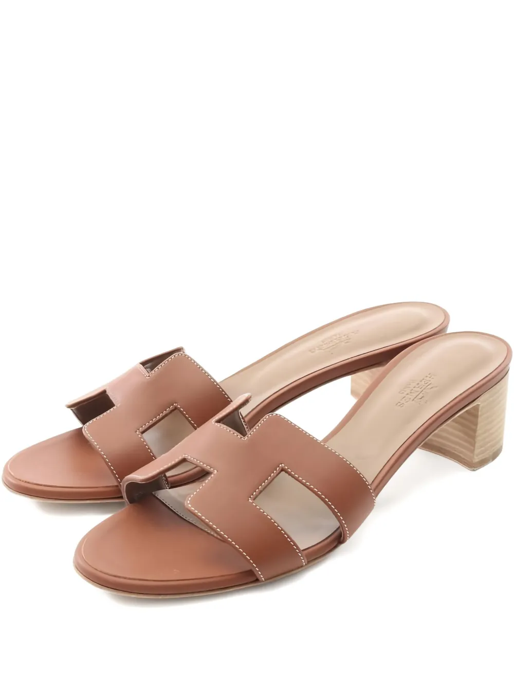 Pre-owned Hermes 2020s 55mm Oasis Sandals In Brown