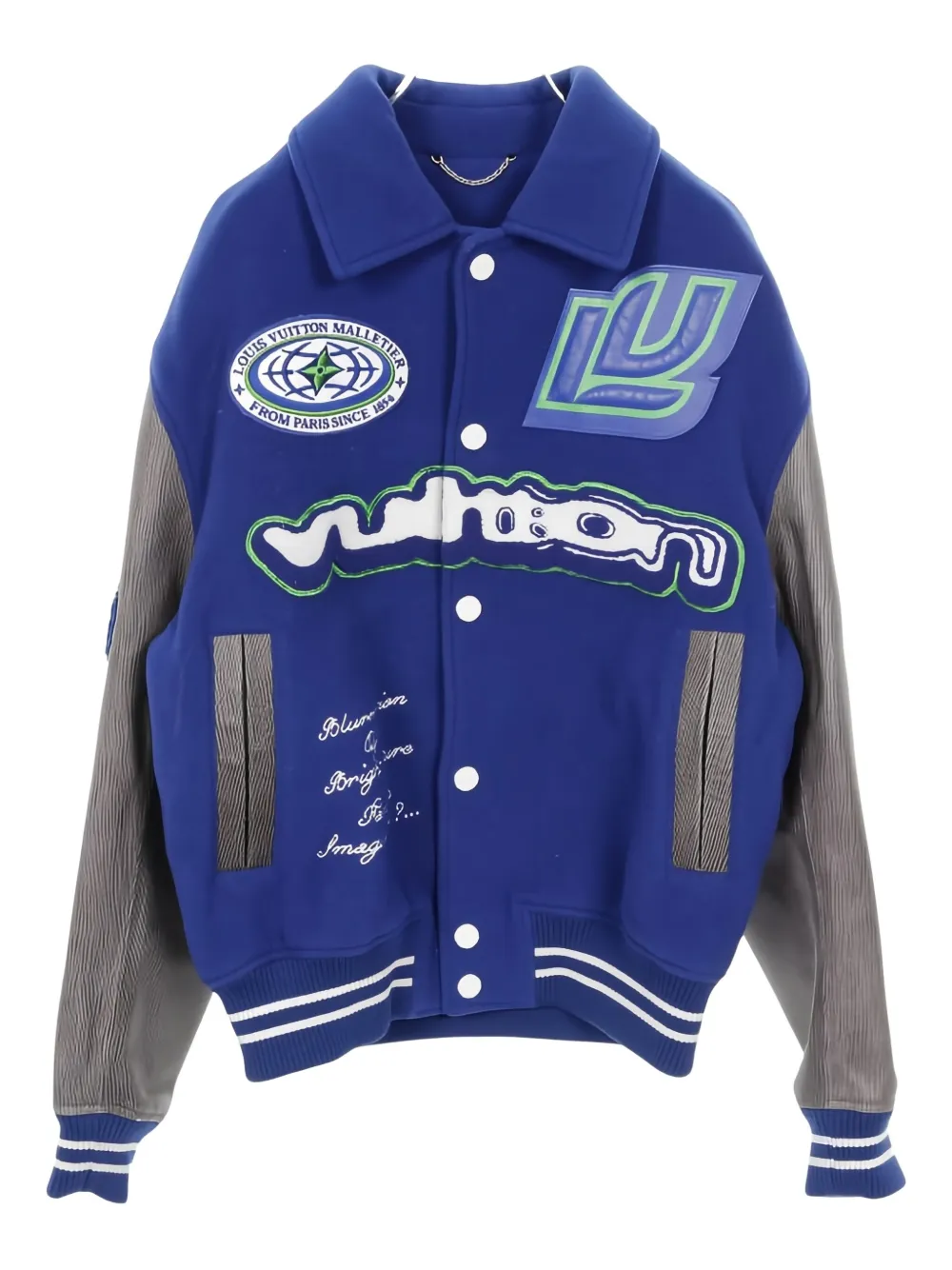 Pre-owned Louis Vuitton 2010s Appliqué Varsity Jacket In Blue