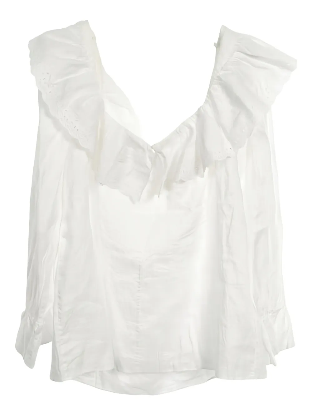 Pre-owned Celine 2010s Ruffled Blouse In White
